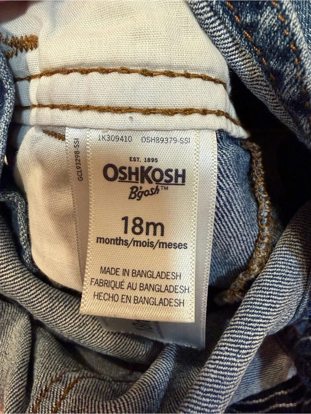 OshKosh B'gosh Dark Blue Denim Kids Overalls with Striped Straps